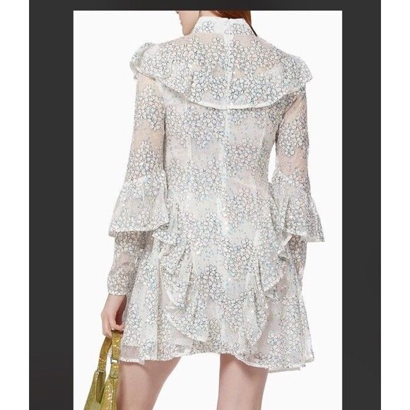 Elliatt Waratah Embroidered Mesh White Sequin Ruffle Dress NWOT Small - Picture 3 of 16